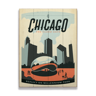 Chicago: The Cloud Gate - Wood & Metal Wall Art Wood & Metal Signs Anderson Design Group