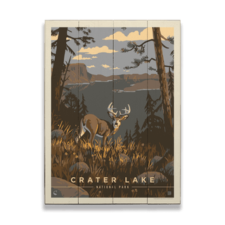 Crater Lake: Deer at Dusk - Wood Plank Wall Art Wood & Metal Signs Anderson Design Group