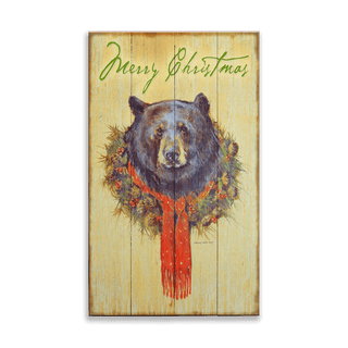 Bear in Wreath - Wood & Metal Wall Art Wood & Metal Signs Marilynn Dwyer Mason