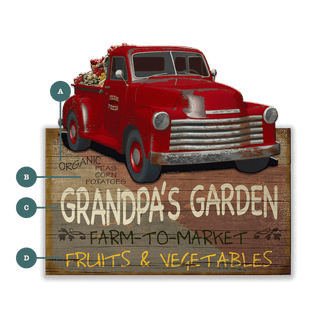 Grandpa's Garden Vintage Truck Wall Decor Cut-Ups Old Wood Signs