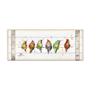 Hummers on a Wire - Wood Plank Wall Art Wood & Metal Signs Dean Crouser