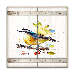 Nuthatch and Berries - Wood Plank Wall Art Wood & Metal Signs Dean Crouser