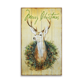 Holiday Buck in Wreath - Wood & Metal Wall Art Wood & Metal Signs Marilynn Dwyer Mason
