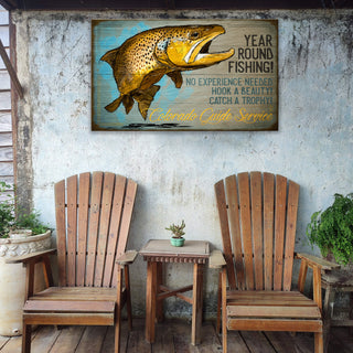 Year Round Fishing! - Wood & Metal Wall Art Wood & Metal Signs Ed Anderson