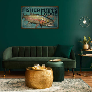 Fisherman's Rainbow Lodge - Wood & Metal Wall Art Wood & Metal Signs Ed Anderson