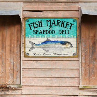 Fish Market & Seafood Deli - Wood & Metal Wall Art Wood & Metal Signs FishAye Trading Company