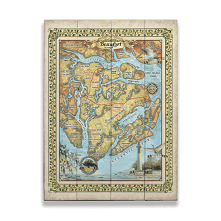 Beaufort South Carolina Vintage Map - Wood & Metal Wall Art Wood & Metal Signs Lisa Middleton