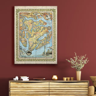 Beaufort South Carolina Vintage Map - Wood & Metal Wall Art Wood & Metal Signs Lisa Middleton