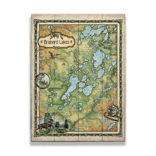 Brainerd Lakes, Minnesota Vintage Map - Wood & Metal Wall Art Wood & Metal Signs Lisa Middleton