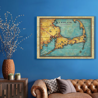 Cape Cod, Massachusetts Vintage Map - Wood & Metal Wall Art Wood & Metal Signs Lisa Middleton