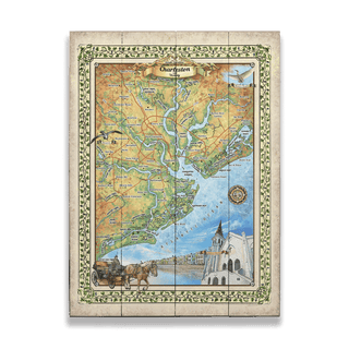 Charleston, South Carolina Vintage Map - Wood & Metal Wall Art Wood & Metal Signs Lisa Middleton