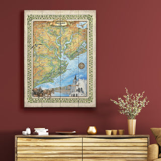 Charleston, South Carolina Vintage Map - Wood & Metal Wall Art Wood & Metal Signs Lisa Middleton