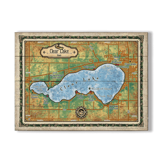 Clear Lake, Iowa Vintage Map - Wood & Metal Wall Art Wood & Metal Signs Lisa Middleton