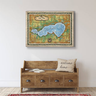 Clear Lake, Iowa Vintage Map - Wood & Metal Wall Art Wood & Metal Signs Lisa Middleton