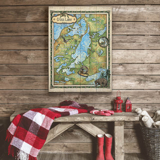 Cross Lake, Minnesota Vintage Map - Wood & Metal Wall Art Wood & Metal Signs Lisa Middleton