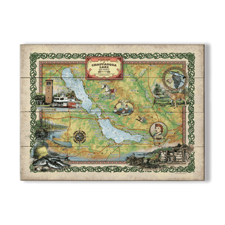 A New Map of Chautauqua Lake - Wood & Metal Wall Art Wood & Metal Wall Art Lisa Middleton