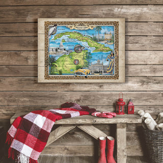 Discover Cuba: Illustrated Map - Wood & Metal Wall Art Wood & Metal Wall Art Lisa Middleton