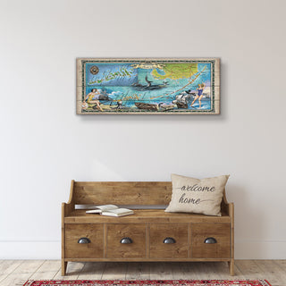 The Florida Keys Vintage Map - Wood & Metal Wall Art Wood & Metal Signs Lisa Middleton