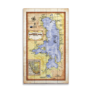 A New Map of Flathead Lake, Montana - Wood & Metal Wall Art Wood & Metal Signs Lisa Middleton