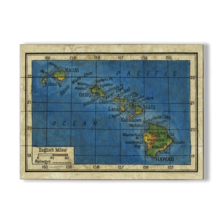 Vintage Map of the Hawaiian Islands - Wood & Metal Wall Art Wood & Metal Signs Lisa Middleton