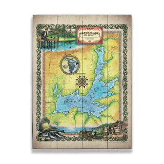 A New Map of Hayden Lake, Idaho - Wood & Metal Wall Art Wood & Metal Wall Art Lisa Middleton