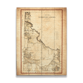 Historic Map of the Idaho Territory - Wood & Metal Wall Art Wood & Metal Signs Lisa Middleton