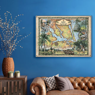 Jupiter, Florida Vintage Map - Wood & Metal Wall Art Wood & Metal Signs Lisa Middleton