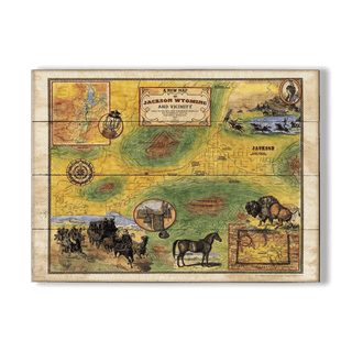 Historic Map of Jackson, Wyoming - Wood & Metal Wall Art Wood & Metal Signs Lisa Middleton