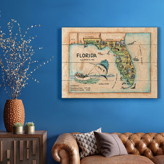 Vintage Kids Map of Florida - Wood & Metal Wall Art Wood & Metal Signs Lisa Middleton