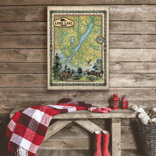 Long Lake, New York Map - Wood & Metal Wall Art Wood & Metal Signs Lisa Middleton