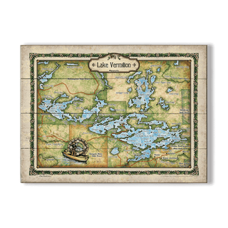 Lake Vermilion, Minnesota Vintage Map - Wood & Metal Wall Art Wood & Metal Signs Lisa Middleton