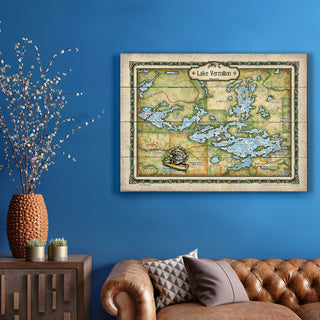 Lake Vermilion, Minnesota Vintage Map - Wood & Metal Wall Art Wood & Metal Signs Lisa Middleton