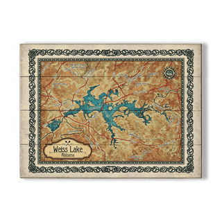 Weiss Lake, Alabama Vintage Map - Wood & Metal Wall Art Wood & Metal Signs Lisa Middleton