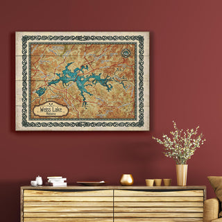 Weiss Lake, Alabama Vintage Map - Wood & Metal Wall Art Wood & Metal Signs Lisa Middleton