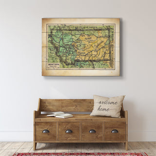 Historic Map of Montana - Wood & Metal Wall Art Wood & Metal Signs Lisa Middleton