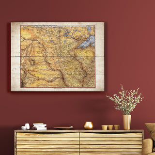 Vintage Map of the Midwest, USA - Wood & Metal Wall Art Wood & Metal Signs Lisa Middleton