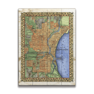 Historic Vintage Map of Milwaukee, Wisconsin - Wood & Metal Wall Art Wood & Metal Signs Lisa Middleton