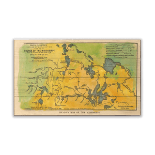 Headwaters of the Mississippi Vintage Map - Wood & Metal Wall Art Wood & Metal Signs Lisa Middleton