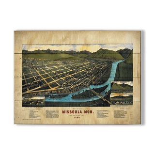 Bird's Eye View of Missoula Montana - Wood & Metal Wall Art Wood & Metal Wall Art Lisa Middleton