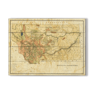 Historic Map of the Montana Territory - Wood & Metal Wall Art Wood & Metal Signs Lisa Middleton