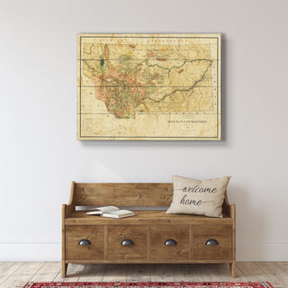 Historic Map of the Montana Territory - Wood & Metal Wall Art Wood & Metal Signs Lisa Middleton