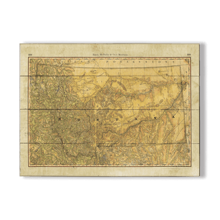 Historic Map of Montana Wagon Roads - Wood & Metal Wall Art Wood & Metal Signs Lisa Middleton