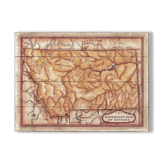 Watershed Map of Montana - Wood & Metal Wall Art Wood & Metal Signs Lisa Middleton