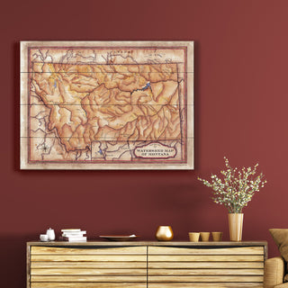 Watershed Map of Montana - Wood & Metal Wall Art Wood & Metal Signs Lisa Middleton