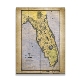 Historic Map of the Seat of War, Florida - Wood & Metal Wall Art Wood & Metal Signs Lisa Middleton