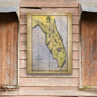 Historic Map of the Seat of War, Florida - Wood & Metal Wall Art Wood & Metal Signs Lisa Middleton