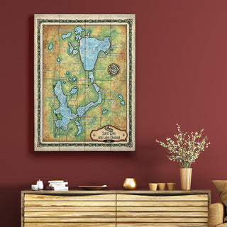 Spirit Lake and Lake Okoboji Map - Wood & Metal Wall Art Wood & Metal Signs Lisa Middleton
