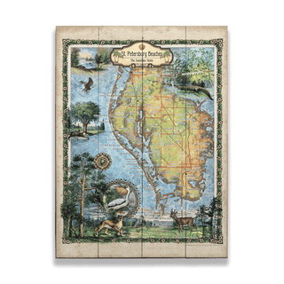 Vintage Map of St. Petersburg Beaches, Florida - Wood & Metal Wall Art Wood & Metal Signs Lisa Middleton