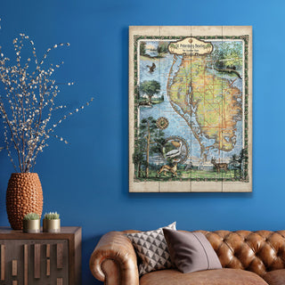 Vintage Map of St. Petersburg Beaches, Florida - Wood & Metal Wall Art Wood & Metal Signs Lisa Middleton