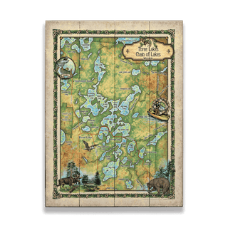 Three Lakes Chain of Lakes, Wisconsin - Wood & Metal Wall Art Wood & Metal Signs Lisa Middleton